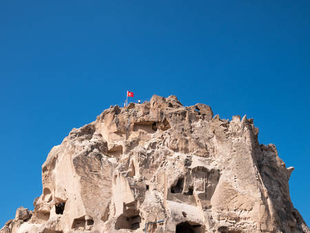 Uchisar Castle in Cappadocia Region of Turkey.のeditorial素材
