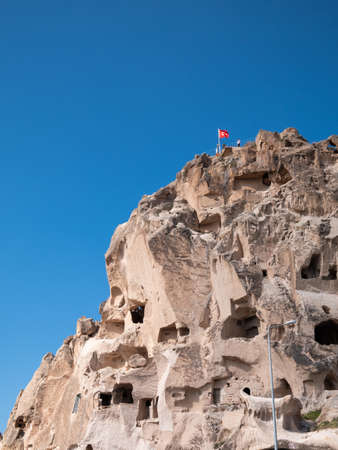 Uchisar Castle in Cappadocia Region of Turkey.のeditorial素材