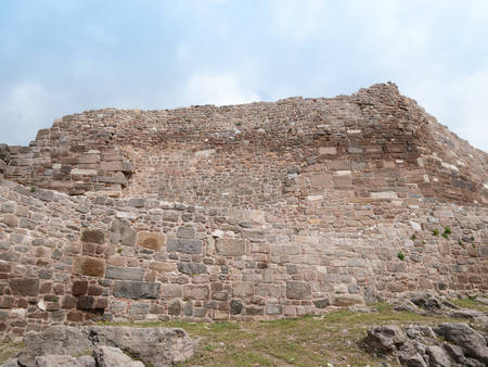 The ruins of an open air museum Acropolis, Pergamon, Turkey.のeditorial素材