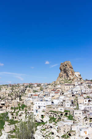 Uchisar Castle in Cappadocia Region of Turkey.の写真素材