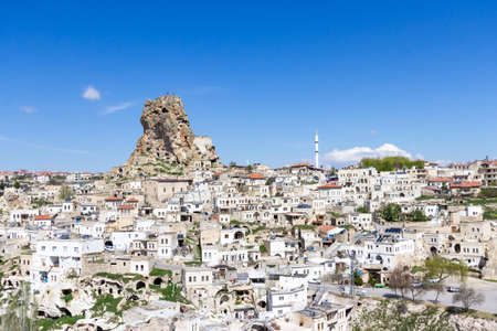 Uchisar Castle in Cappadocia Region of Turkey.の写真素材