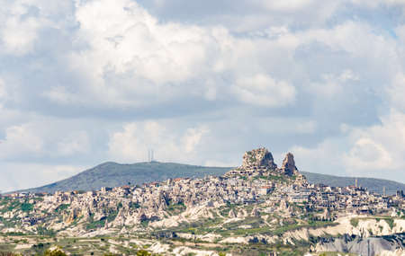 Uchisar Castle in Cappadocia Region of Turkey.の写真素材