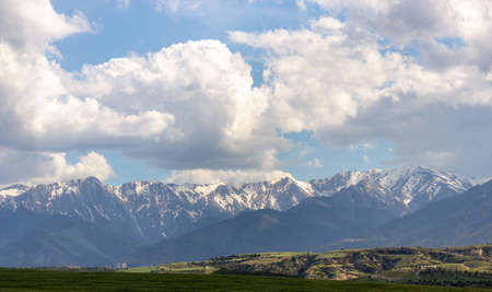 Snow Mountain Range Landscape with Blue Sky from Turkey.の写真素材