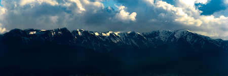 Panorama of Snow Mountain Range Landscape with Blue Sky from Turkey.の写真素材