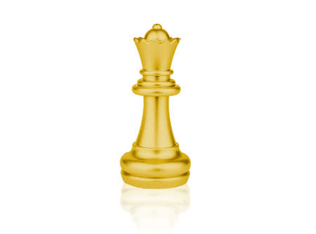 The gold Queen Chess pieces battle  on white backgroundの写真素材