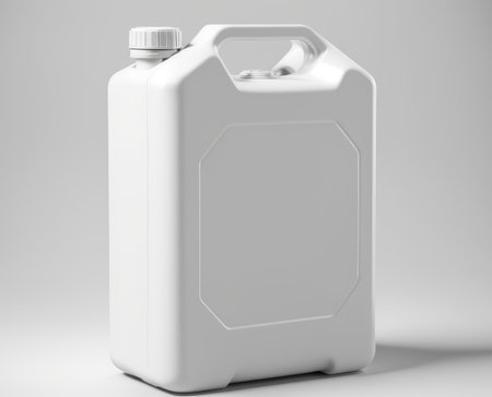 Blank Plastic JerryCan With Handle On White Background, Generative AIの写真素材
