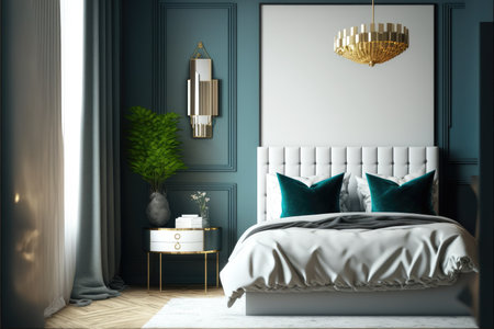 Luxury bedroom interior in classic style. 3D render.の写真素材