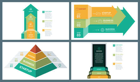 Perspective Arrow, pyramid and Door Infographic. Elements are layered separately in vector file. Vector arrows lines infographics set. Template for growth diagram, graph, presentation, chart.のイラスト素材