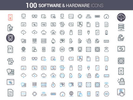 Simple and clean Vector line Business icons set. Set of 50 Business Icons suitable for Banner, Bunting, User Interface, Website, Infographics, and Applications.のイラスト素材