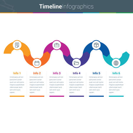 Clean and Colourful TimeLine Curved Infographics in vector formatのイラスト素材