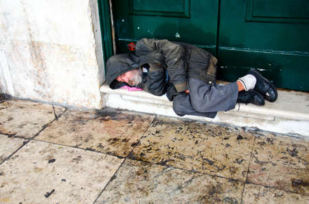 Homeless sleeping in street