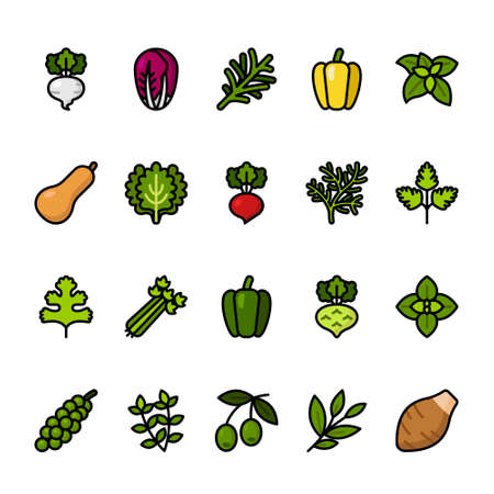 Color line icon set of Vegetablesのイラスト素材