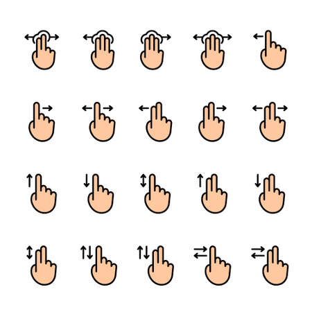 Color line icon set of Touch Gesturesのイラスト素材
