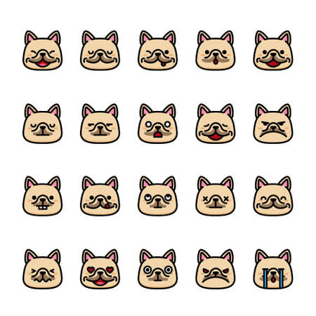Color line icon set of Frenchie Emoji Emoticon Expressionのイラスト素材