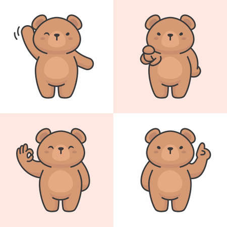 Vector set of cute bear charactersのイラスト素材