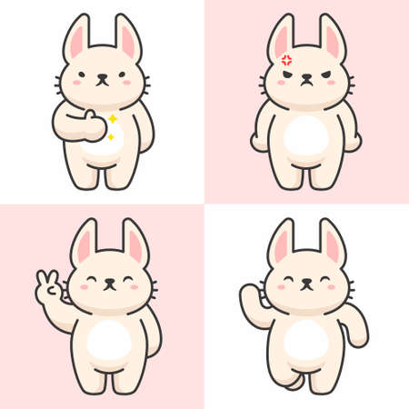 Vector set of cute rabbit charactersのイラスト素材