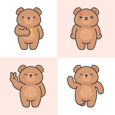 Vector set of cute bear charactersのイラスト素材