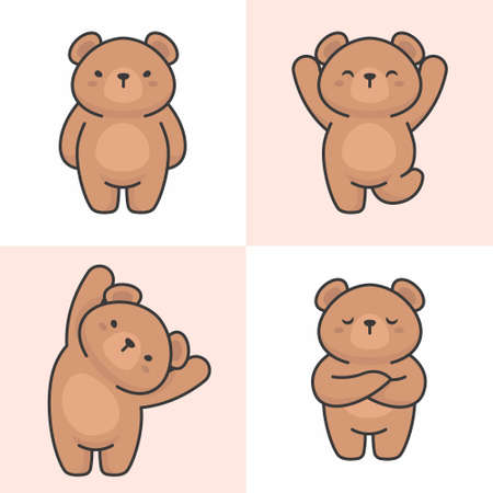 Vector set of cute bear charactersのイラスト素材