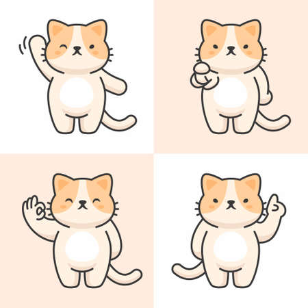 Vector set of cute cat charactersのイラスト素材