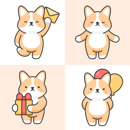 Vector set of cute corgi charactersのイラスト素材