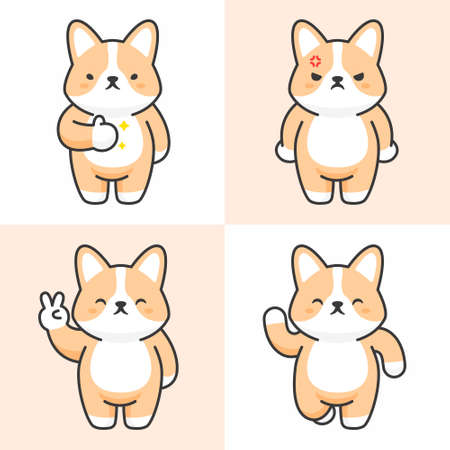 Vector set of cute corgi charactersのイラスト素材