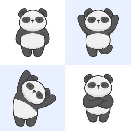 Vector set of cute panda charactersのイラスト素材