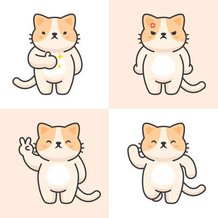 Vector set of cute cat charactersのイラスト素材