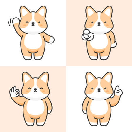 Vector set of cute corgi charactersのイラスト素材