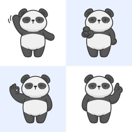 Vector set of cute panda charactersのイラスト素材