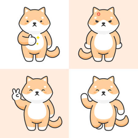 Vector set of cute shiba inu dog charactersのイラスト素材