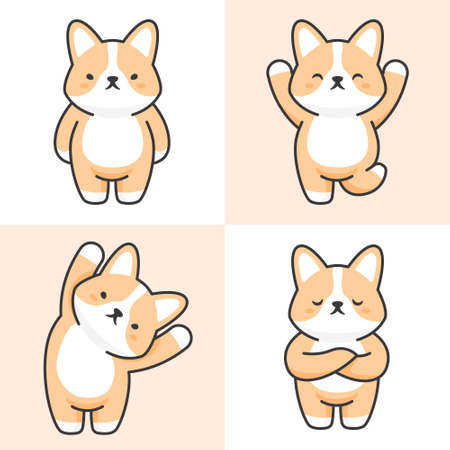 Vector set of cute corgi charactersのイラスト素材