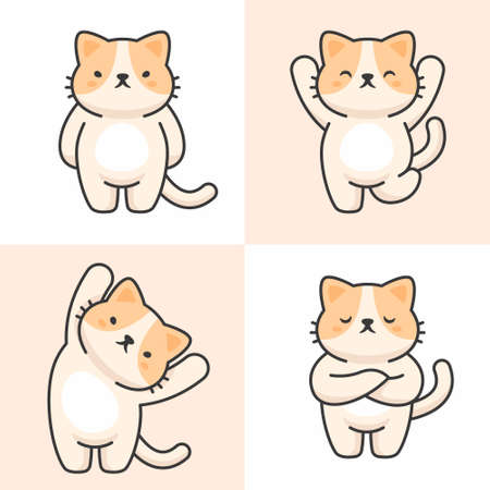 Vector set of cute cat charactersのイラスト素材