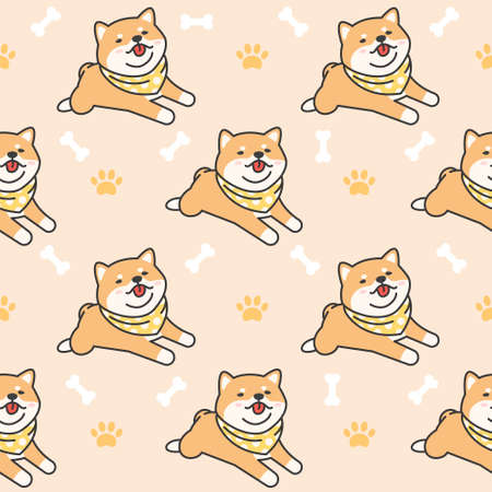 Cute shiba inu Seamless Pattern Backgroundのイラスト素材