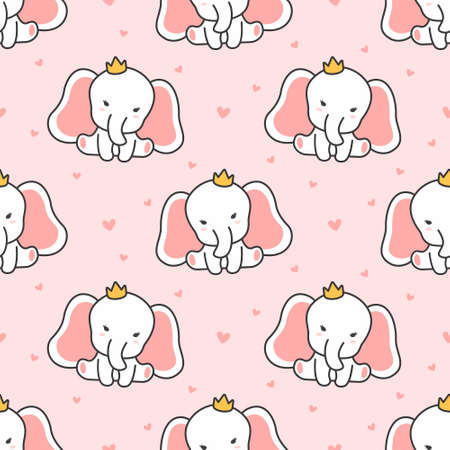 Cute elephant Seamless Pattern Backgroundのイラスト素材