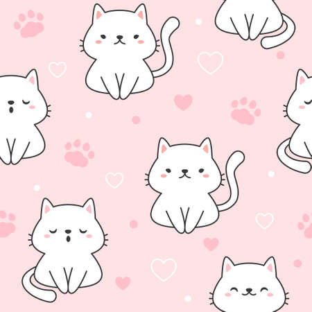 Cat Seamless Pattern Backgroundのイラスト素材