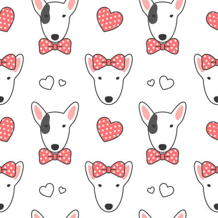 Bull terrier Seamless Pattern Backgroundのイラスト素材