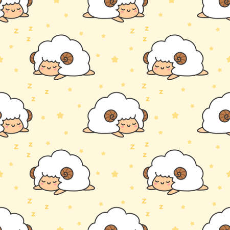Sleeping sheep Seamless Pattern Backgroundのイラスト素材