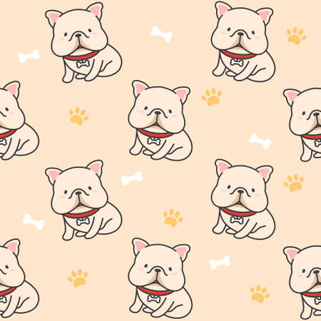 Cute french bulldog Seamless Pattern Backgroundのイラスト素材