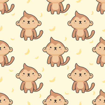 Cute monkey Seamless Pattern Backgroundのイラスト素材