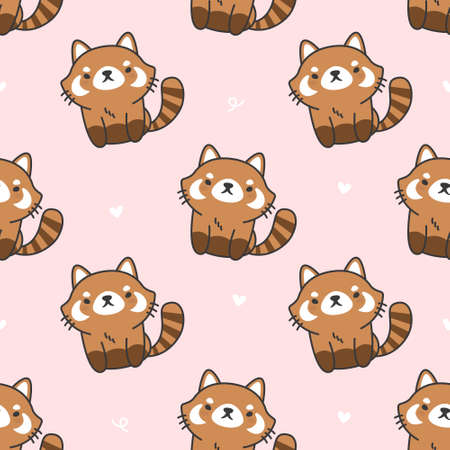 Cute red panda Seamless Pattern Backgroundのイラスト素材