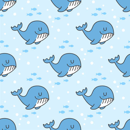 Cute whale Seamless Pattern Backgroundのイラスト素材