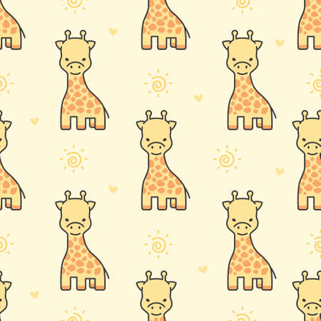 Cute giraffe Seamless Pattern Backgroundのイラスト素材