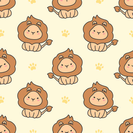 Cute lion Seamless Pattern Backgroundのイラスト素材