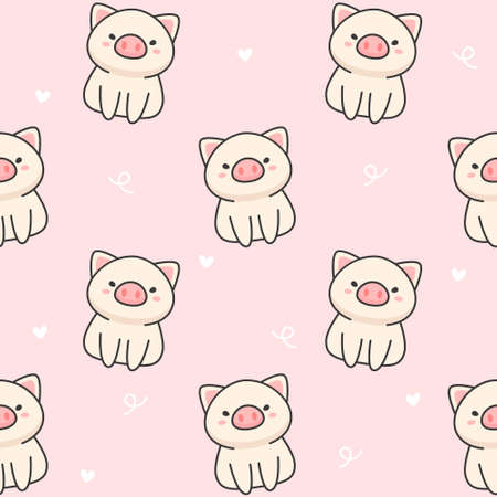 Cute pig Seamless Pattern Backgroundのイラスト素材