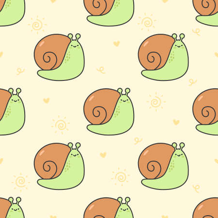 Cute snail Seamless Pattern Backgroundのイラスト素材