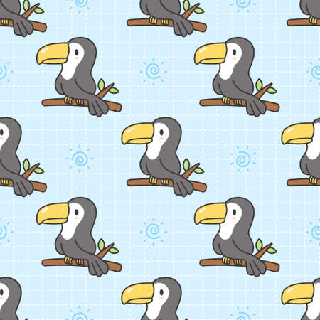 Cute toucan Seamless Pattern Backgroundのイラスト素材