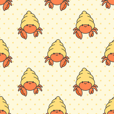 Cute hermit crab Seamless Pattern Backgroundのイラスト素材