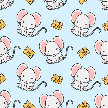 Cute mouse and cheese Seamless Pattern Backgroundのイラスト素材