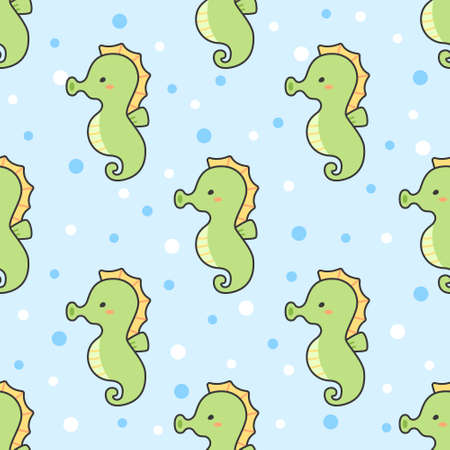 Cute seahorse Seamless Pattern Backgroundのイラスト素材