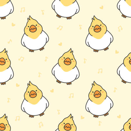 Cute cockatiel bird Seamless Pattern Backgroundのイラスト素材